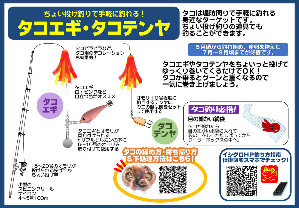 ちょい投げのタコ釣り仕掛図